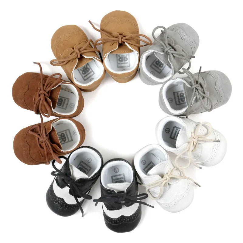 Newborn Baby Boy Girl First Walkers Shoes Soft Rubber Bottom Solid Leather Oxford Dress Toddler Moccasins Crib Infant Shoes