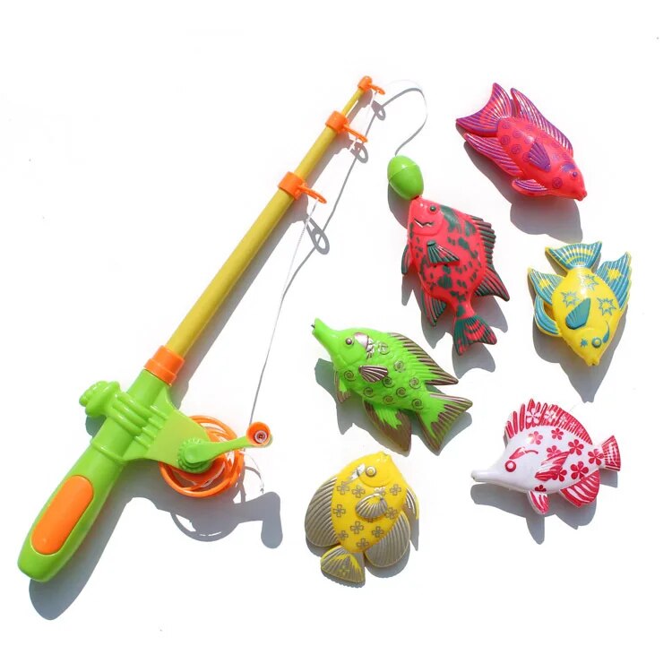 Magnetic Fishing Toy Game for Kids 1 piece Rod + 10 pieces 3D Fish Baby Bath Toys Outdoor fish and fishing rod toys GYH