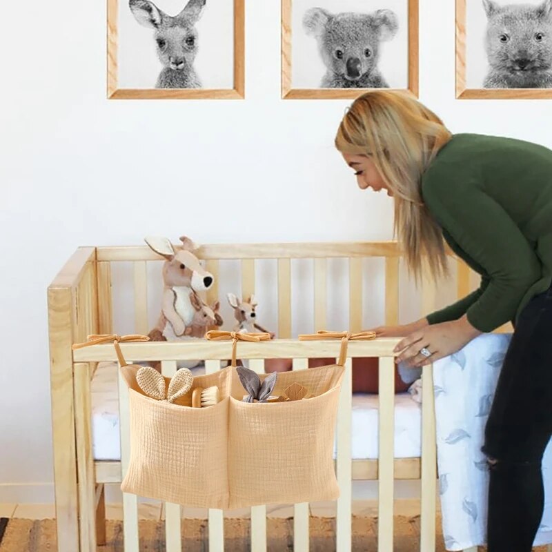 Let's Make Organizer For Baby Crib Hanging Storage Bag Diaper Nappy Multi-Purpose Holder Pockets Crib Accessories Bedding Sets