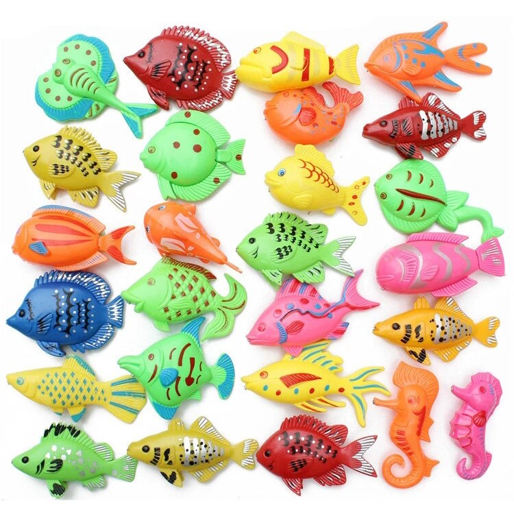Magnetic Fishing Toy Game for Kids 1 piece Rod + 10 pieces 3D Fish Baby Bath Toys Outdoor fish and fishing rod toys GYH