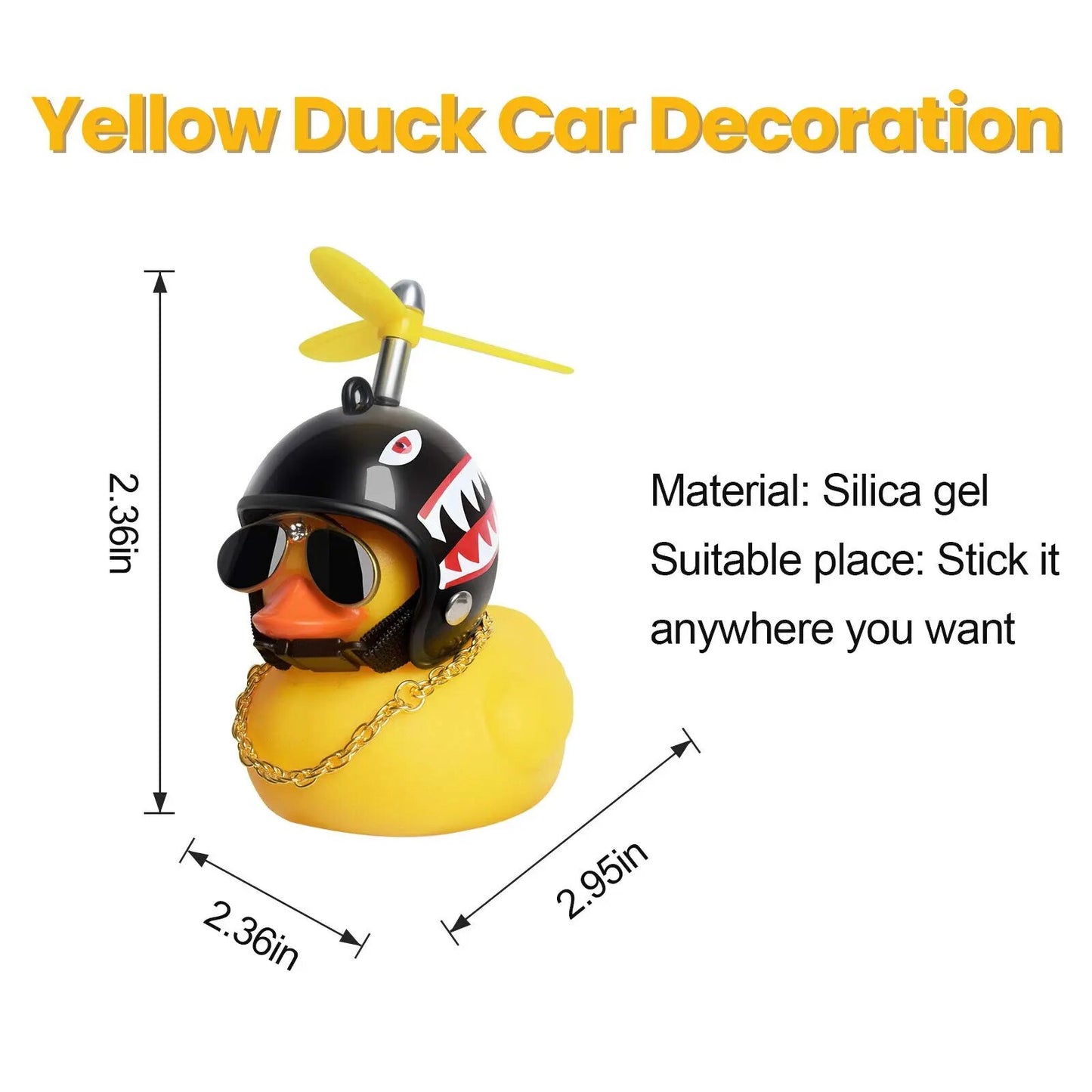 Cute Rubber Duck Car Decoration Funny Yellow Duck Car Ornaments Toys With Propeller Helmet Dashboard Decorations Car Accessory