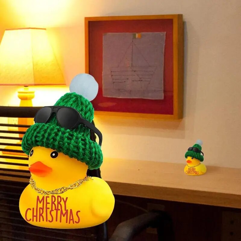 Car Rubber Duck Decoration Ornament Yellow Duck Christmas Gift for Auto Dashboard Rearview Mirror Bicycle Motorcycle Accessories