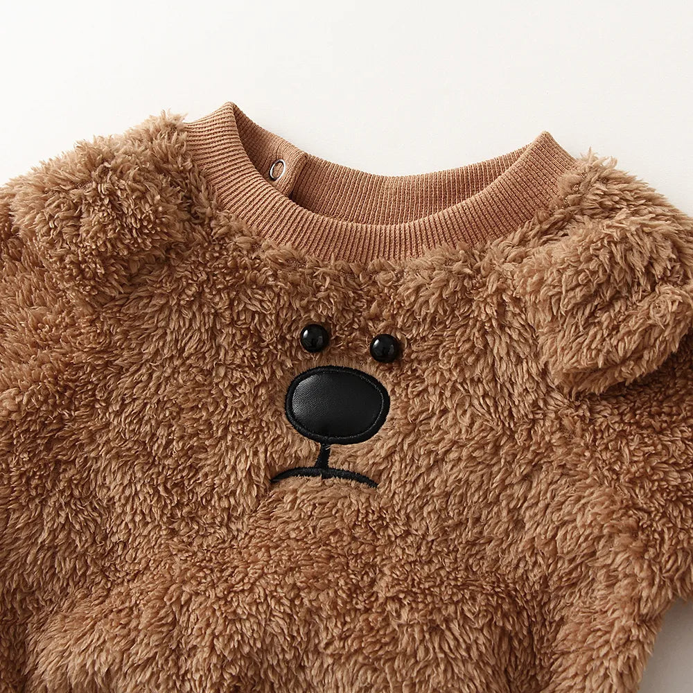 Winter Baby Boy Girl Clothing Sets Autumn Fleece Sweatshirt + Trousers Toddler Kids Pajamas Warm Tops + Pant Baby Outwear
