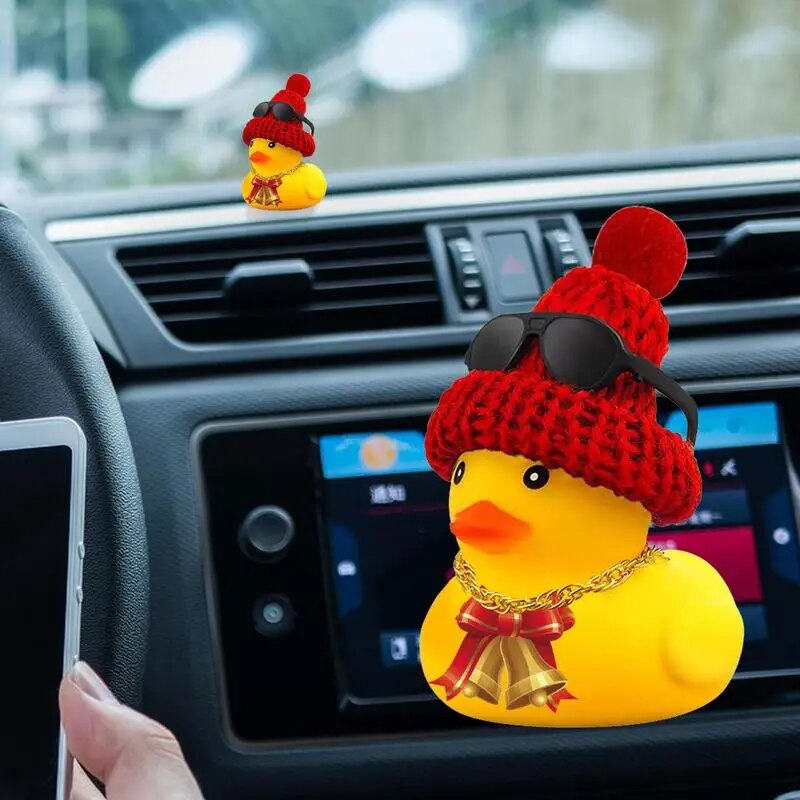 Car Rubber Duck Decoration Ornament Yellow Duck Christmas Gift for Auto Dashboard Rearview Mirror Bicycle Motorcycle Accessories