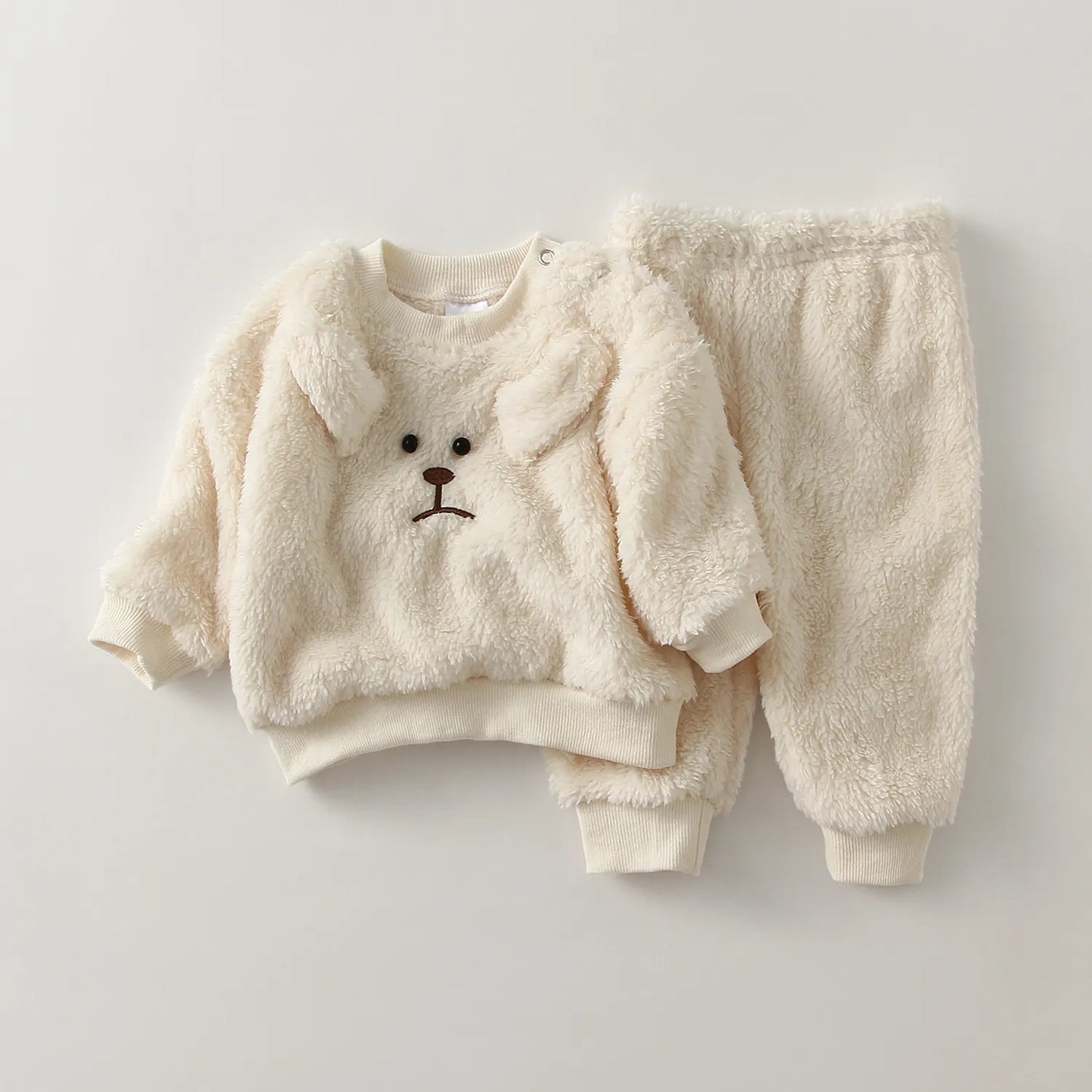 Winter Baby Boy Girl Clothing Sets Autumn Fleece Sweatshirt + Trousers Toddler Kids Pajamas Warm Tops + Pant Baby Outwear