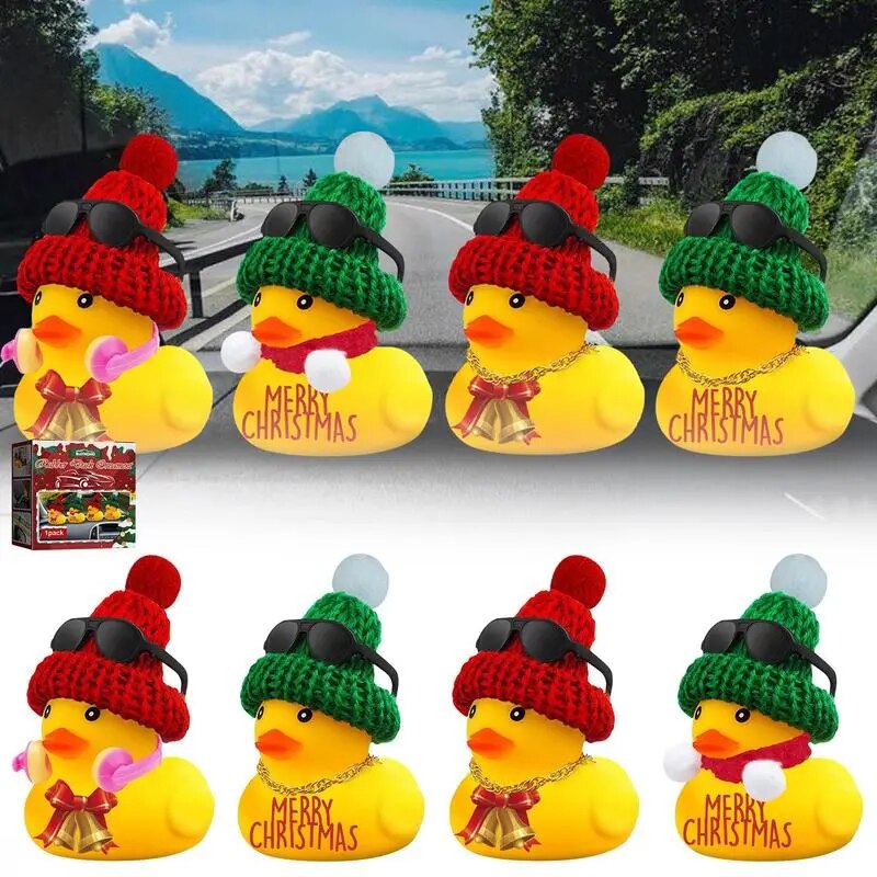 Car Rubber Duck Decoration Ornament Yellow Duck Christmas Gift for Auto Dashboard Rearview Mirror Bicycle Motorcycle Accessories