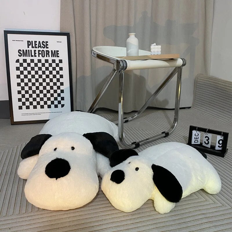 Ins Black & White Dog Stuffed Animals Cute Weighted Plush Toy Comfort Big Weighted Throw Pillow Gifts for Kids & Adults