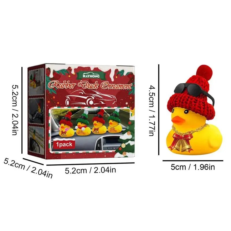 Car Rubber Duck Decoration Ornament Yellow Duck Christmas Gift for Auto Dashboard Rearview Mirror Bicycle Motorcycle Accessories
