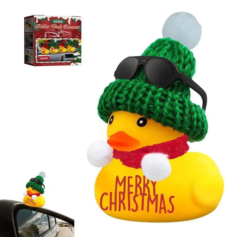 Car Rubber Duck Decoration Ornament Yellow Duck Christmas Gift for Auto Dashboard Rearview Mirror Bicycle Motorcycle Accessories