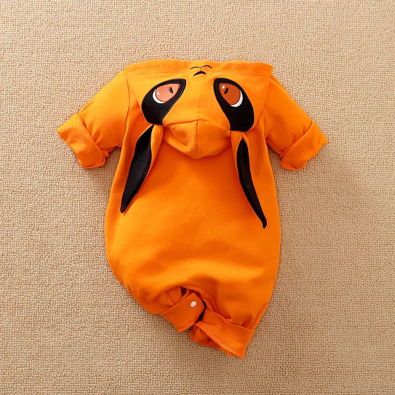 Dragon DBZ 2023 Summer Anime Baby Rompers Newborn Hooded Baby Clothes Cartoon Cosplay Kurama Costume Baby Boy Jumpsuit Pajamas