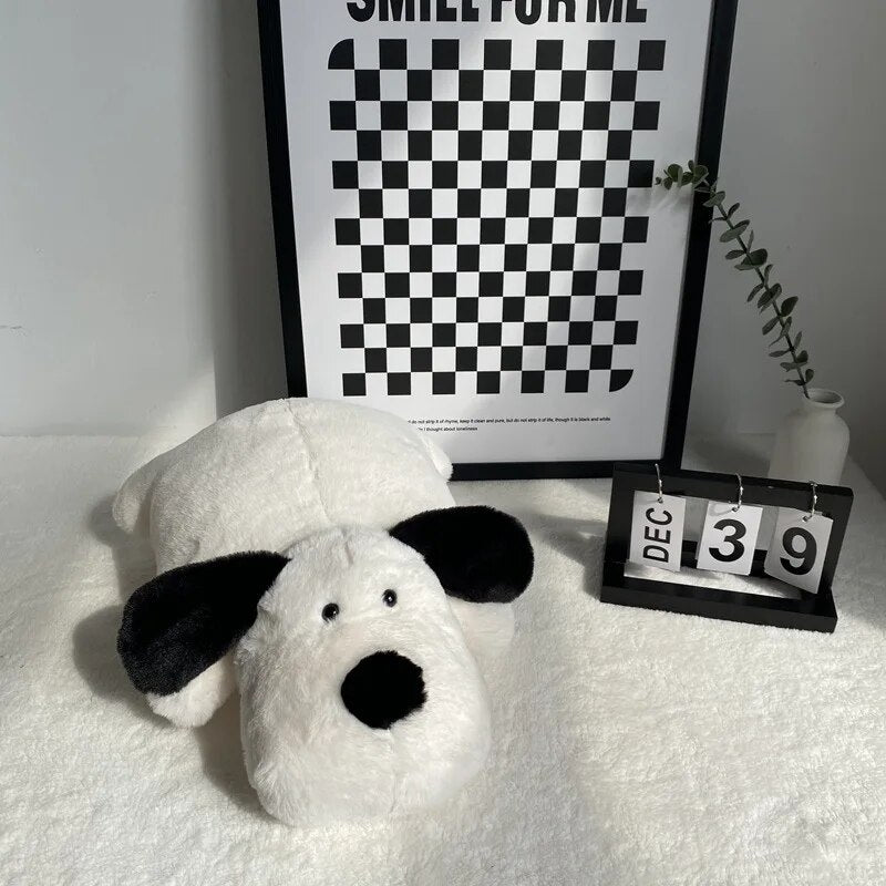 Ins Black & White Dog Stuffed Animals Cute Weighted Plush Toy Comfort Big Weighted Throw Pillow Gifts for Kids & Adults