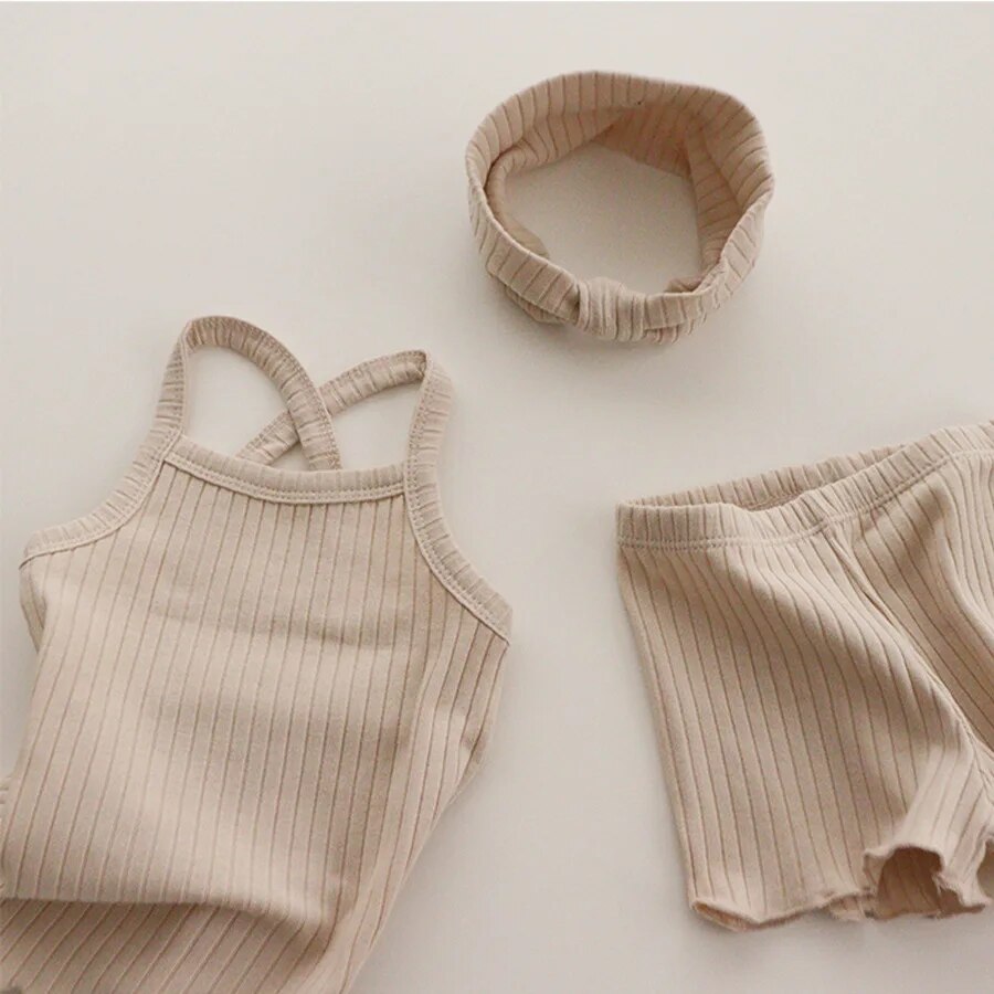 Toddler Baby Pajamas Clothing Sets for Girl Solid Vest Top + Shorts Outfits Suit Summer Kids Girls Loungewear Clothes