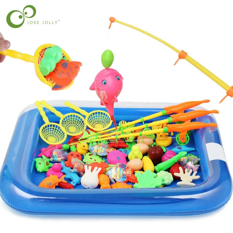 Children's Magnetic Fishing Parent-child interactive Toys Game Kids 2 Rod 10 3D Fish 1 Pool Water Baby Bath Toys Outdoor Toy