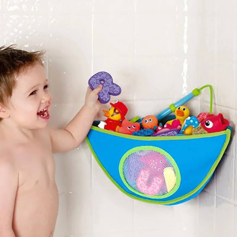 Baby Bath Toys Folding Mesh Net Toy Storage Bag Strong With Suction Cups Bath Game Bag Bathroom Organizer Water Toys For Kids