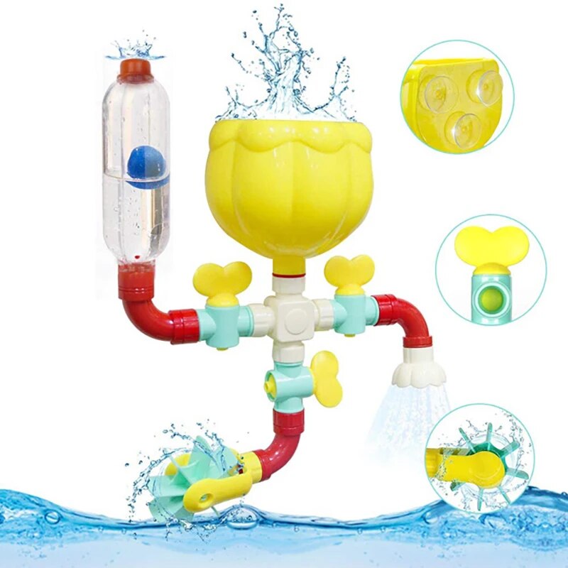 QWZ New DIY Montessori Children Bath Toys Water Spray Rotating Water Jet Game Bathtub Toy For 1 To 4 Year Old Baby Kids Gift