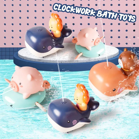 Children's baby swimming bathing water spring clockwork bath toys small animals duck turtle whale pig penguin water spray