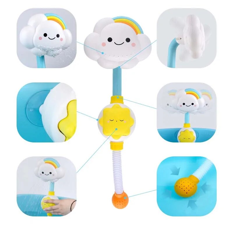 Baby Bath Toys Cloud Bathtub Showers Bathing Spouts Suckers Folding Faucet Children Bath Toys Cute Spray Shower Kids Gift