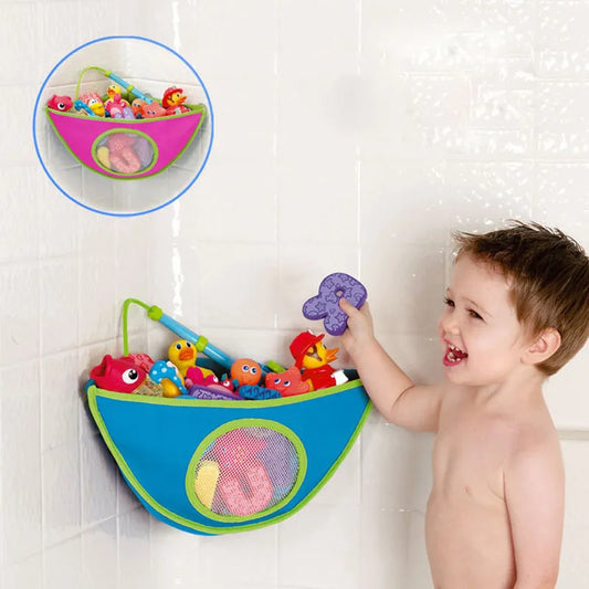 Baby Bath Toys Folding Mesh Net Toy Storage Bag Strong With Suction Cups Bath Game Bag Bathroom Organizer Water Toys For Kids