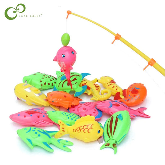 Magnetic Fishing Toy Game for Kids 1 piece Rod + 10 pieces 3D Fish Baby Bath Toys Outdoor fish and fishing rod toys GYH