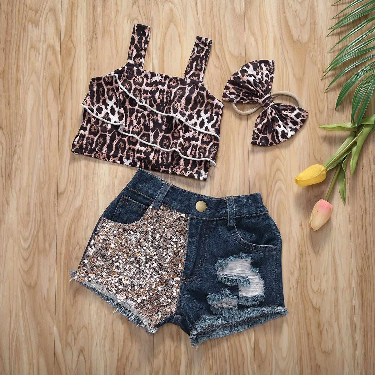 Baby Girl Leopard Clothes Set