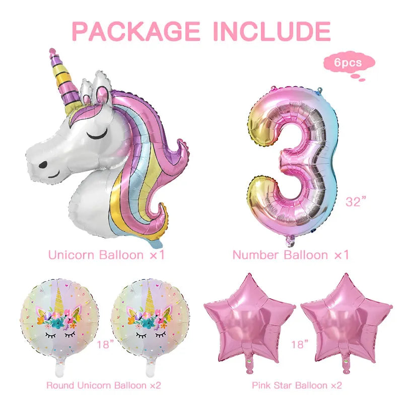 Baby Girl Unicorn Birthday Balloons And Party Sets