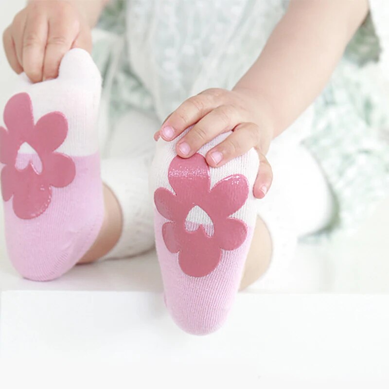 Soft Cotton Children's Anti-slip Boat Socks For Boys Girl Animal flower Low Cut Floor Kid Sock Four Season 0 to 5 Yrs