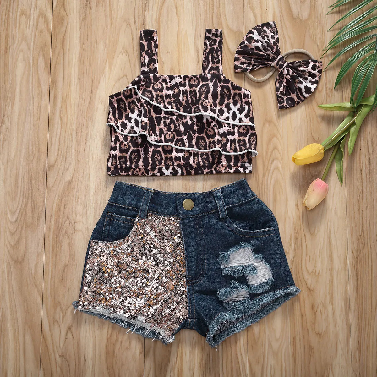 Baby Girl Leopard Clothes Set