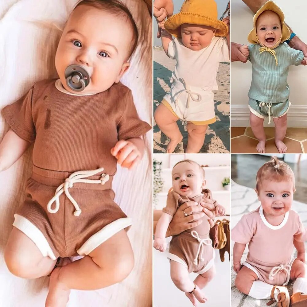 Baby Girls and Boys 2Pcs Set T-Shirt Shorts Pajamas for Kids 3M-24M Toddler Sleepwear Nightshirt Infantil Casual Clothing