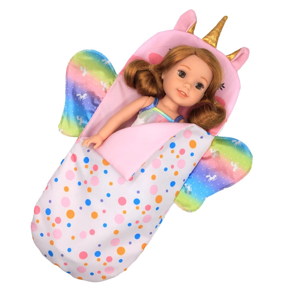 Doll Sleeping Bag for 43cm Dolls Lovely Unicorn Pillow 17-18inch Baby New Born Dolls Accessories American Girl's Birthday Gift